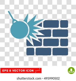 Vector Destruction EPS vector icon. Illustration style is flat iconic bicolor cyan and blue symbol on a transparent background.