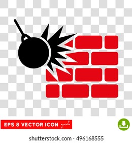 Vector Destruction EPS vector icon. Illustration style is flat iconic bicolor black and intensive red symbol on a transparent background.