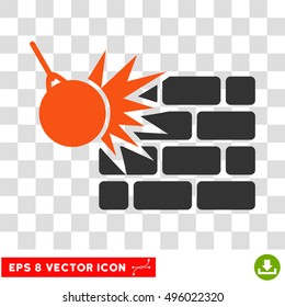Vector Destruction EPS vector pictograph. Illustration style is flat iconic bicolor orange and gray symbol on a transparent background.