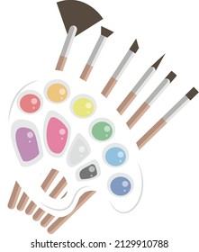 Vector detail for design, palette with brushes of different shapes.	