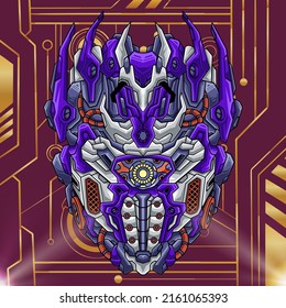 
Vector detail fighter head robot character illustration