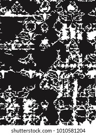 Vector, detailed abstract texture or grunge ;  For art texture, vintage, ethnic , modern ethnic pattern , carpet, rug,  scarf, clipboard , shawl pattern.
colors are white and black

