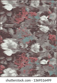 Vector, detailed abstract texture Karabag style  ikat  effect vintage, ethnic, modern floral pattern , carpet, rug, scarf, clipboard , shawl pattern. colors are vintage tones 
