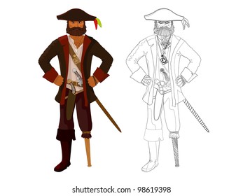 vector detailed angry pirate