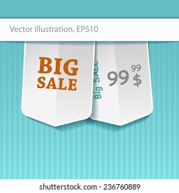 Vector detailed banners on blue background with Sale inscription, business illustration