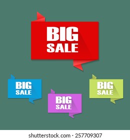 Vector detailed banners on blue background with Big Sale inscription, business illustration