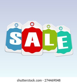 Vector detailed banners on blue background with Sale inscription, business illustration