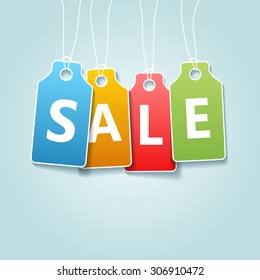 Vector detailed banners on blue background with Sale inscription, business illustration