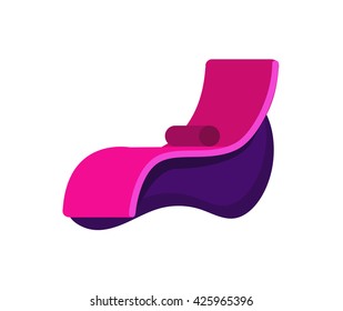 Vector detailed  beach chaise longue for summer background