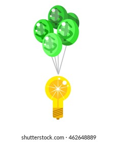 Vector detailed business illustration concept Creative idea with light lamp for website and promotion banners on background.