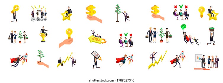 Vector detailed character business investor has the money gains. Earnings have grown as a tree with dollars. Web concept
