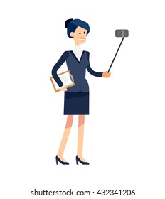 Vector detailed character business women make Selfie