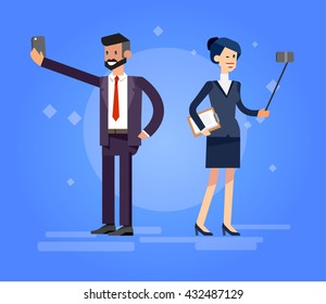 Vector detailed character make Selfie