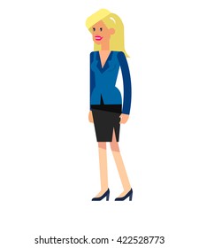 Vector detailed character office worker, business office worker in action. Business woman