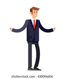 Vector detailed character office worker, business man in action