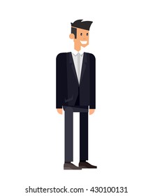 Vector detailed character office worker in action, business men lifestyle isolated on white background