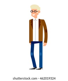 Vector detailed character office worker isolated on white background, business men lifestyle