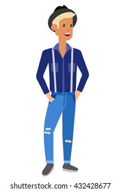 Vector detailed characters men, business men. Character creative student, tourist  illustration isolated on white background