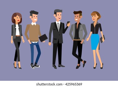 Vector detailed characters people, business people men and women in action. Business people shake hands, with a briefcase, secretary, big boss, startup man, colleagues, business people lifestyle