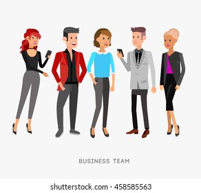 Vector detailed characters people, business team men and women, secretary, startup man and colleagues