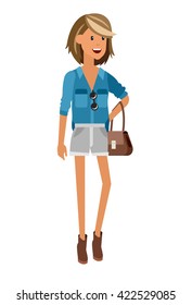 Vector detailed characters people, character business women or sudent, woman in casual clothing style