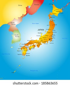 Vector detailed color map of Japan country