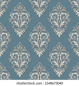 Vector detailed damask seamless pattern background. Classical luxury old fashioned damask ornament, royal victorian seamless texture for wallpapers, textile, wrapping. Exquisite baroque template.