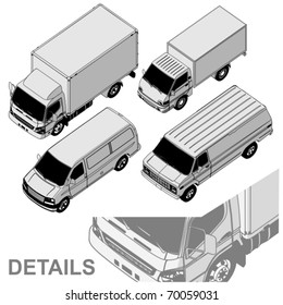 Vector Detailed Delivery Van Isometric Set