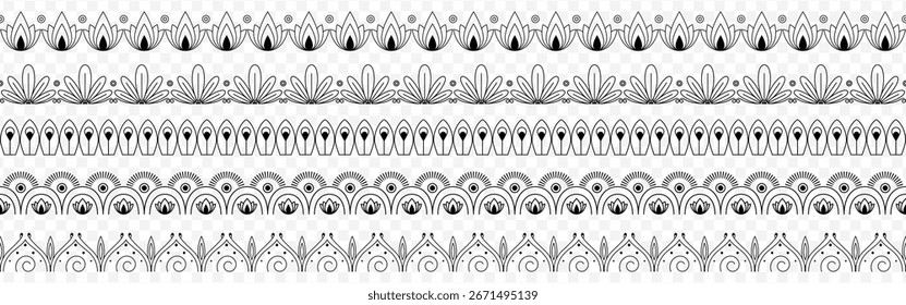 Vector detailed designer pattern lines set in black color