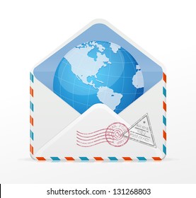 Vector detailed envelope and globe