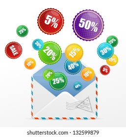 Vector detailed envelope and sale labels