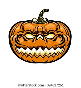 Vector Detailed funny pumpkin lantern celebrates Halloween. Jack O Lantern icon set. Halloween pumpkins on background. Useful also as greetings card and design, t-shirt.