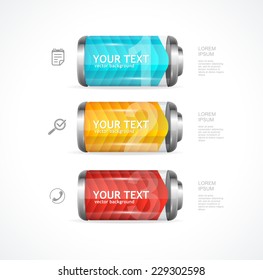 Vector detailed glossy battery full level with infographics