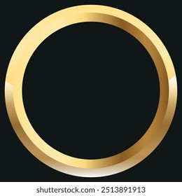 Vector y anillo de oro detallado aislado sobre fondo negro. Logotipo del anillo de oro. Victoria, logro honorable, producto de calidad, aniversario.