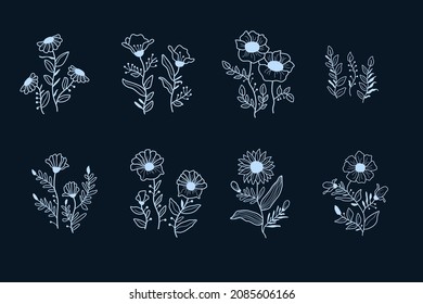 Vector detailed illustration, set of flowers and wildlife elements for your design projects and solutions.