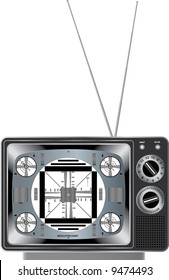 vector detailed illustration vintage television with test signal