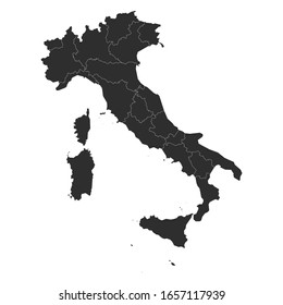 Vector detailed Italy map with regions outlined