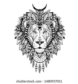 Hand Drawn Lion Head Isolated On Stock Vector (Royalty Free) 376922809 ...