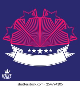 Vector detailed luxury 3d symbol. Monarch emblem, celebrative stars. Stylized brand icon, award concept graphic design element.