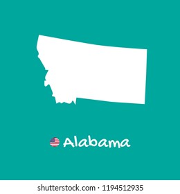 Vector detailed map of Alabama isolated on blue background. Silhouette or borders of USA state. Vector illustration