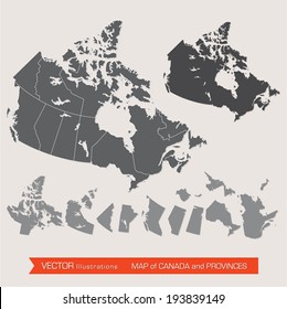 Vector detailed map of canada and provinces