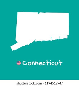 Vector detailed map of Connecticut isolated on blue background. Silhouette or borders of USA state. Vector illustration