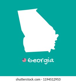 Vector detailed map of Georgia isolated on blue background. Silhouette or borders of USA state. Vector illustration