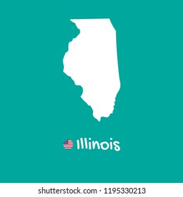Vector detailed map of Illinois isolated on blue background. Silhouette or borders of USA state. Vector illustration