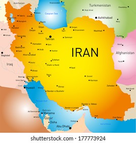 Vector detailed map of Iran country