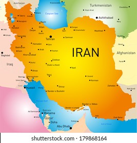 vector detailed map of Iran country