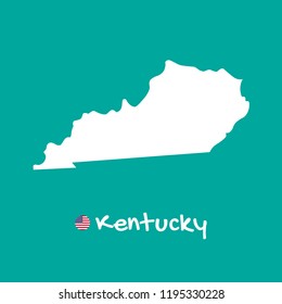 Vector detailed map of Kentucky isolated on blue background. Silhouette or borders of USA state. Vector illustration