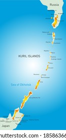 Vector detailed map of Kuril island