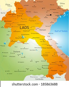 Vector detailed map of Laos country