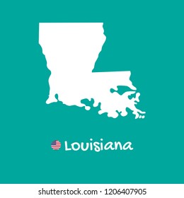 Vector detailed map of Louisiana isolated on blue background. Silhouette or borders of USA state. Vector illustration.  EPS 10